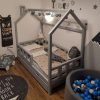 solid wood house bed with drawer