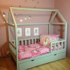 solid wood house shape cot bed with drawers
