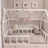 solid wood house shape kids cot bed frame with drawers