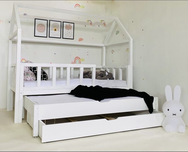 2in1 house shaped kids bed with drawer