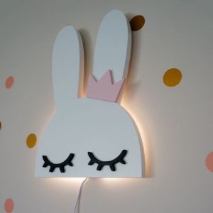 bunny with pink crown bedside lamp for girls room
