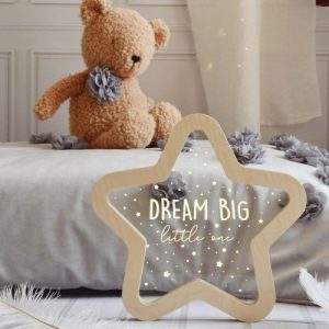 dream big little one star shaped kids room lamp personalized