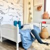 white wooden kids bed